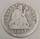 1847 Seated Liberty Silver Quarter 25C - Philadelphia Mint