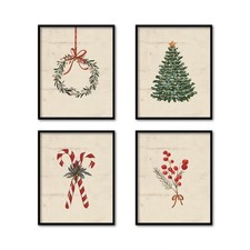 TFKFJLF Vintage Christmas Tree Wall Art Poster Decor, 8"L x 10"W,