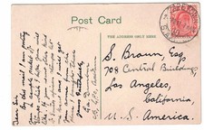 1913 Capetown South Africa Postcard to Los Angeles California