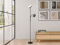 Led Deckenfluter Stehlampe Mit Leselampe Dimmbar FüR Wohnzimmer Ecke Schwarz