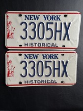 1986-2001 New York License Plate Set Pair HISTORICAL  3305HX Liberty Base