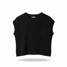 Lillusory Cropped Sweater Patch Pocket Distressed Size XS Boxy Knit Grunge