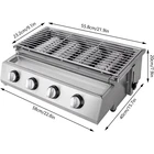 Professional 4-Burner Stainless Steel Portable Tabletop Propane/Lpg Gas Grill ,S