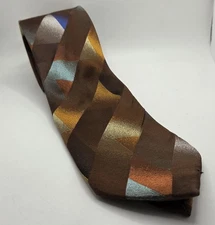 The Big Knot Tie by Steven Land Silk  Retro Brown/Blue Diamond Shape Heavyweight