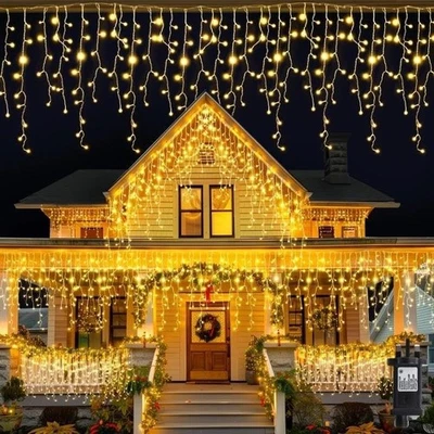 WJ 400 Icicle Christmas Lights 17M Super Bright LED Snowing Effect Outdoor Light UK