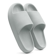 Womens Pillow Slippers Cloud Slides for Mens 6-6.5 Women/5-5.5 Men Light Grey