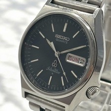 SEIKO Battery Excellent Watch Men 7546-8340 Silver Wave
