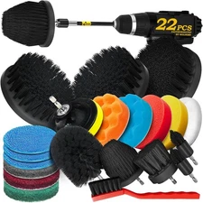 22Pack Drill Brush Attachments Set, Scrub Pads & Sponge, Buffing Pads