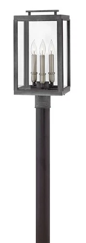 Hinkley Lighting 2911 Sutcliffe 120v 3 Light 20" Tall Post Light - Aged Zinc - Picture 1 of 6