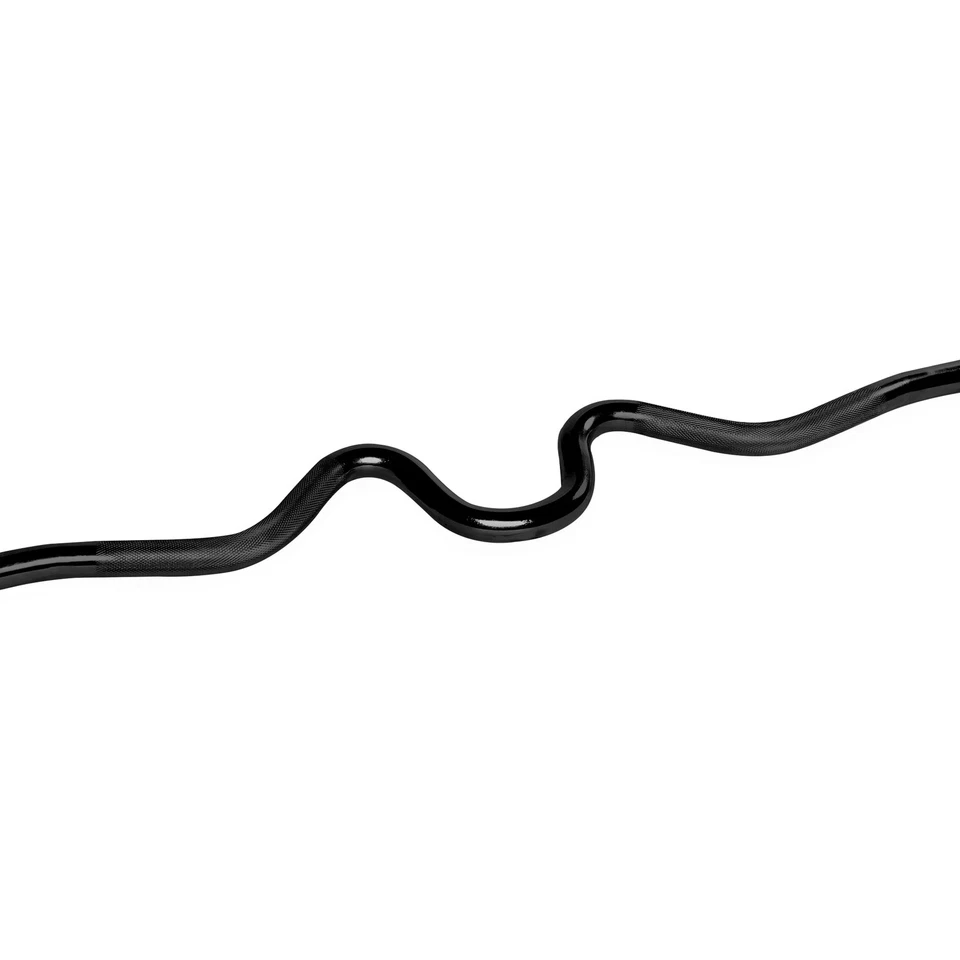 Barbell Standard 1-Inch Threaded Solid Super Curl Bar, Black - Image 2 of 4