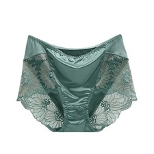 Mid Rise Lace Panties Women's Floral Embroidery Satin Soft Briefs Underwear