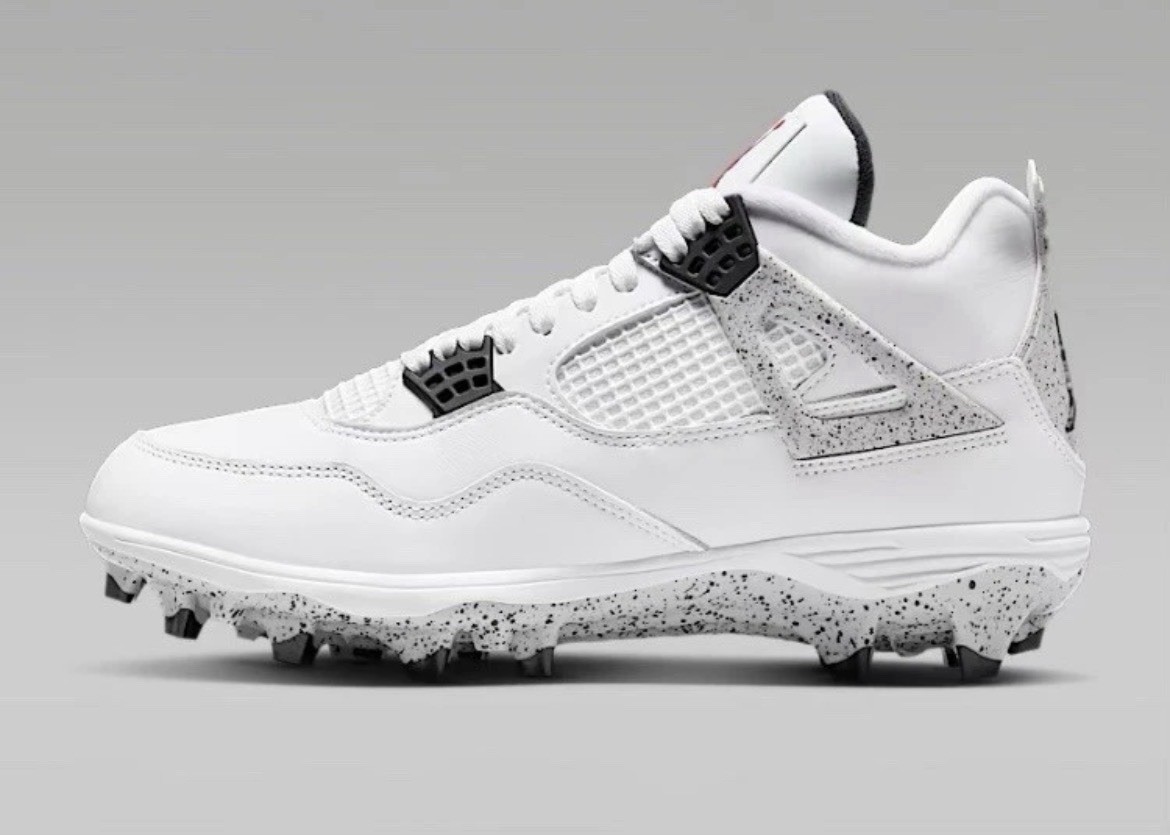 Nike Air Jordan 4 White Cement Retro TD Football Cleats HQ0207-106