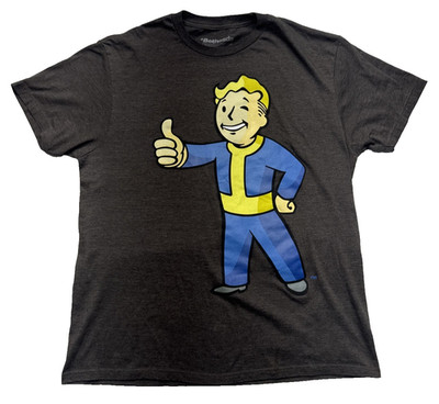 Fallout Vault Boy T-Shirt   Men s Size L, Gray, Official Bethesda Merchandise