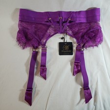 Honey Birdette XL Suspender Garter Belt Orchid Purple Lace