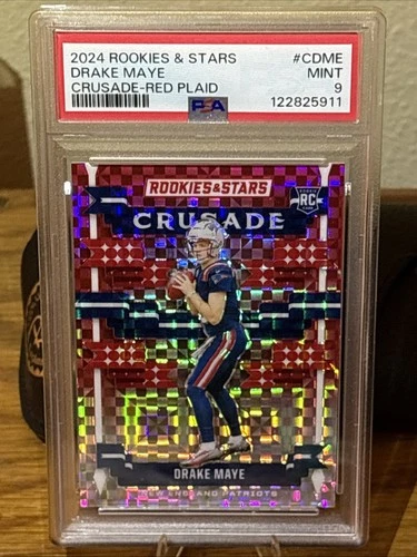 2024 Panini Rookies & Stars - Crusade Drake Maye #C-DME Red Plaid (RC) PSA 9