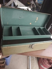 VTG Simonsen 19" Metal Tackle Tool Box Cantilever Tray Compartments Metal Nice