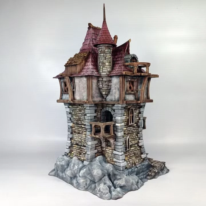 Tabletop Gelände Gebäude Großer Fantasy Magierturm D&D RPG Diorama Unbemalt
