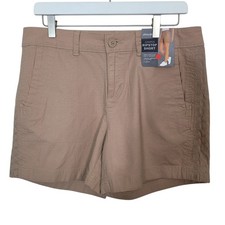 Eddie Bauer Juniper Ripstop Shorts Sz 8 Embroidered Side Seam Dark Khaki NWT