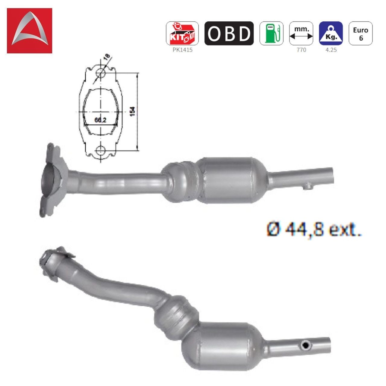 Catalyseur essence 1598 cm3 pour DACIA Lodgy Dokker Duster échappement