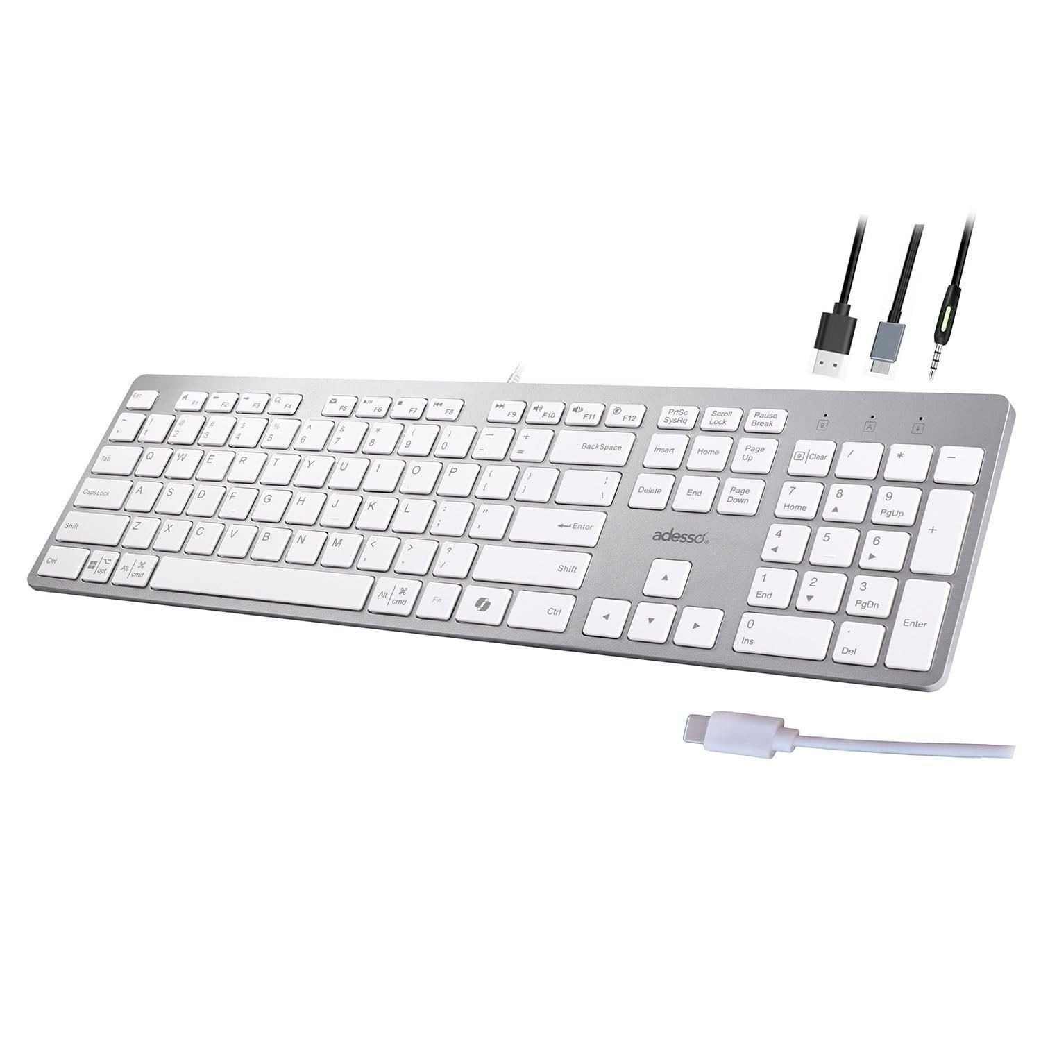 Adesso EasyTouch 730 - USB C Multi-OS Scissor Switch Keyboard with Copilot AI...
