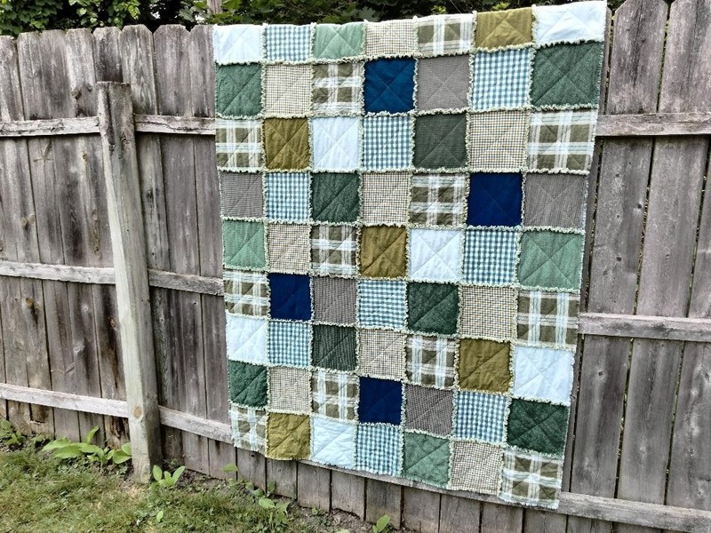 Handmade Farmhouse Plaid Flannel Rag Quilt!  Country~Primitive~Shabby