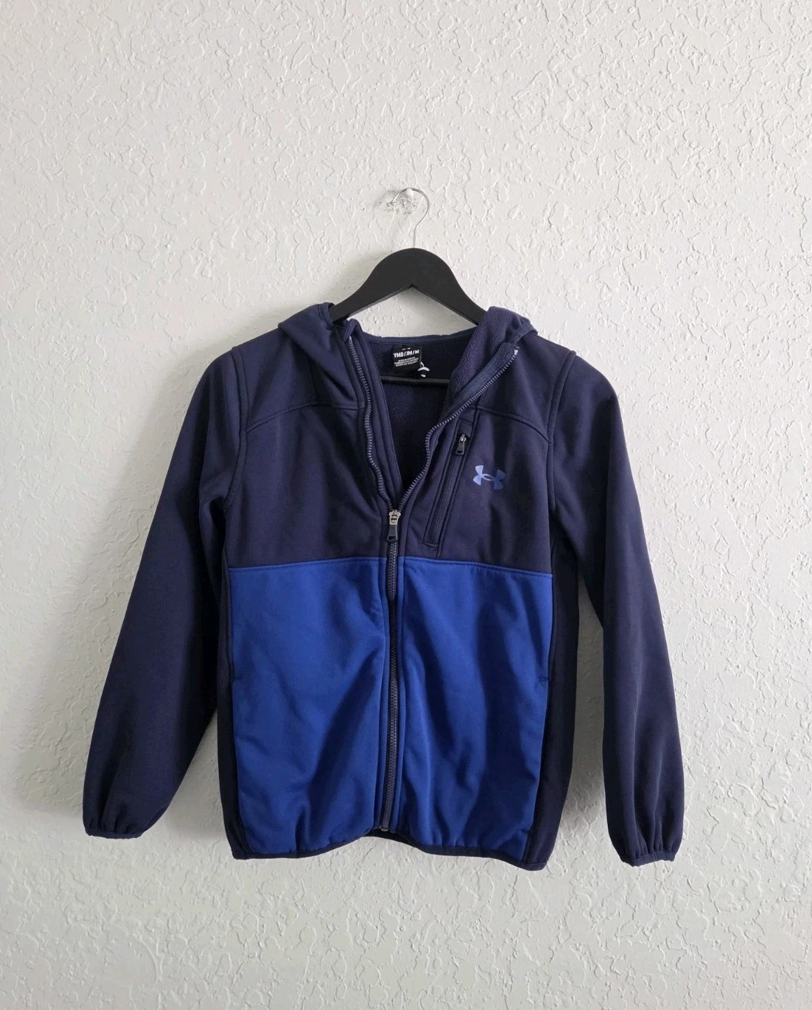 Boys Under Armour Fleece Lined Softshell Water Resistant Zip Up Outerwear Jacket