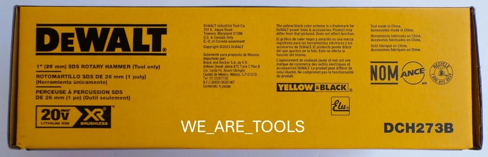 DEWALT DCH273B 20V 1" XR Brushless Cordless SDS Plus L-Shape Rotary Hammer - Image 4 of 4