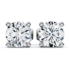 1 Ct TW Round Diamond Screw Back Studs 14k White Gold Lab Grown