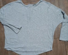 Green Envelope Sweater Women L Ribbed Top Gray Lightweight Casual Made in USA