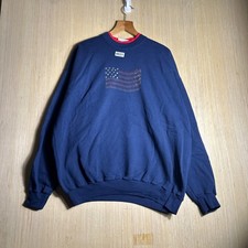 Vintage MC Sportswear Sweatshirt Women XL Blue American Flag Studded Double Neck