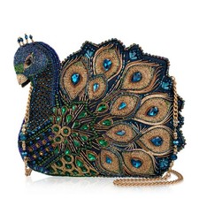 Mary Frances Show Off Beaded Peacock Crossbody Bag NWT