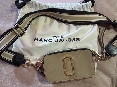 Marc Jacobs Snapshot Crossbody Bag Gold Pink Strap Double J Logo