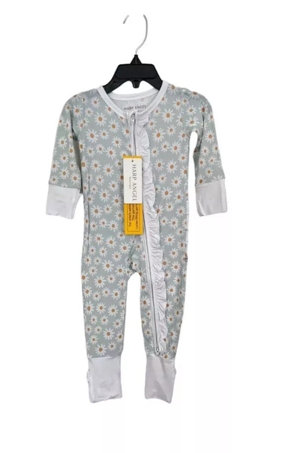 Арфа ангел оборки молнии цельный синий ромашки размер 12-18 месяцев новый ярлыки спальное место - Изображение 3 из 4