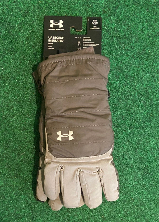 Under Armour Gray Insulated Windproof Sherpa Fleece Lining Gloves Men’s Small