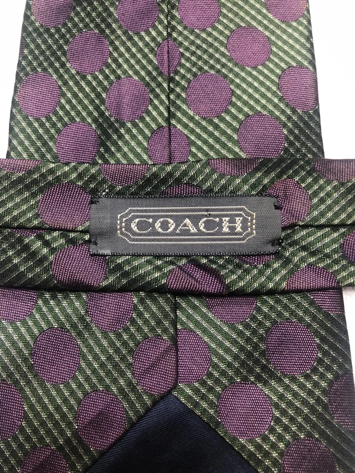 CORBATA COACH HOMBRE VERDE CON LUNARES MORADOS 4 X 58 Foto 4 de 4