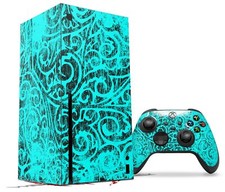 Skins XBOX Series X Console Controller Folder Doodles Neon Teal