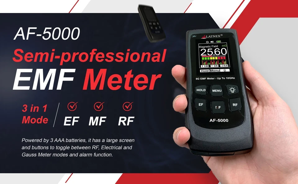 LATNEX AF-5000: Multi-Field 5G Radiation EMF Meter RF Detector Reader to 10GHz - Image 2 of 4