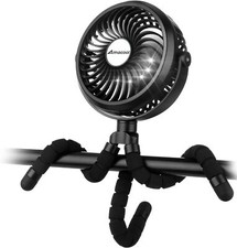 Battery Operated Stroller Fan Flexible Tripod Clip on Fan with 3 Speeds and Rota