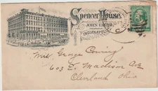 1888 #213 Indianapolis Ind C Illust advt hotel SPENCER HOUSE (d434)