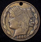 "1880" Brazil South America Fantasy Coin Design Uniface Charm Medal Brass 31mm