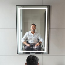 Illuminated Bathroom Handicap Angled Mirror with Aluminium Frame for the Disable