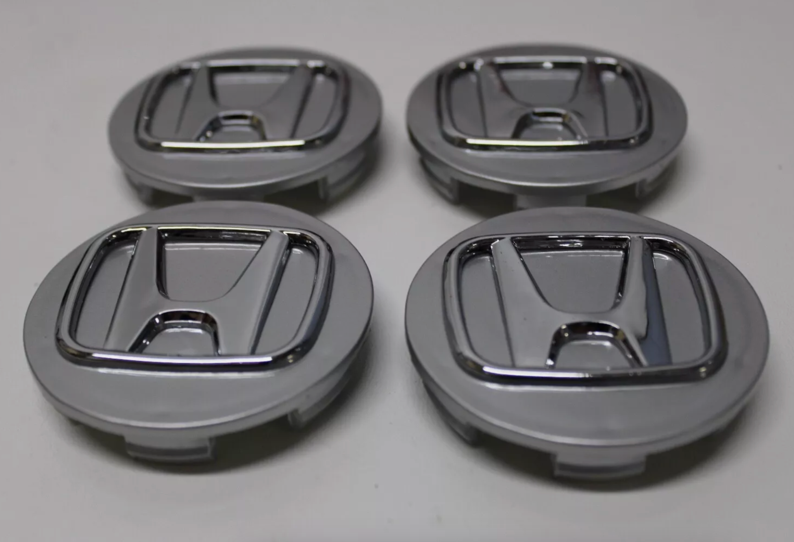 1999-2022 HONDA CIVIC GLOSSY SILVER Wheel Center Caps Black 58mm Rim Emblem Logo