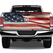 American Flag Grunge Fabric Graphic Rear Tailgate Vinyl Decal Truck Pickup Wrap