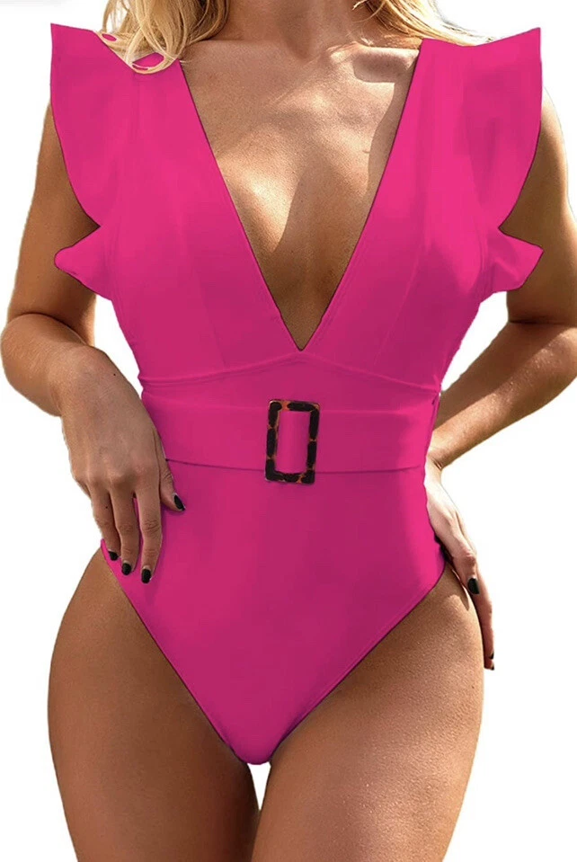 Avanova Women's Medium Hot Pink Belted Swimsuit