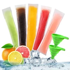 100 Pcs Ice Popsicle Mold Bag with Funnel for Yogurt Stick Juice Ice Candy