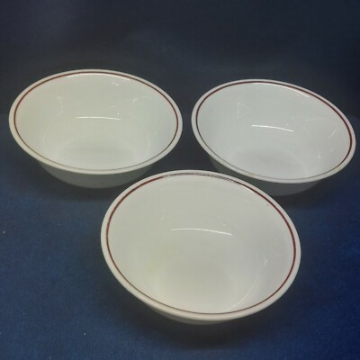 Vintage Corelle by Corning ''BURGUNDY'' Set/3 Soup/Cereal Bowls Retired Pattern 