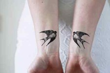 SHIP FROM NY - Temporary Tattoo - Set of 2 Swallow  approx. 2" 