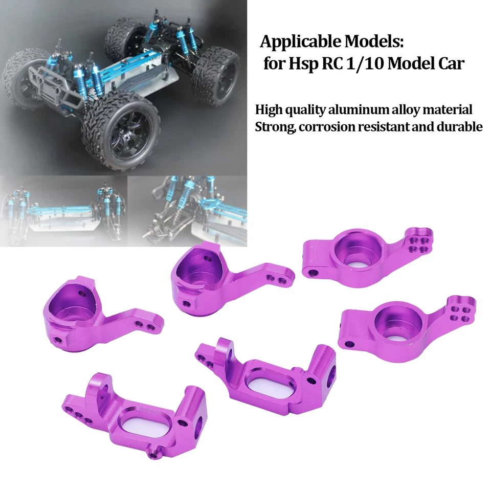 Ball Bearing Aluminum Alloy Steering Hub Mount Set For HSP 1/10 102010 10201 - Image 3 of 4