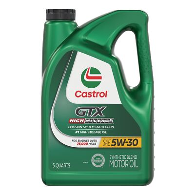 	Castrol GTX High Mileage 5W-30 Synthetic Blend Motor Oil 5 Quarts	
