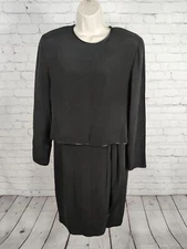 VTG Shomi By Miller Shop 100% Silk Layered Dress Tulip Skirt Black Size 10